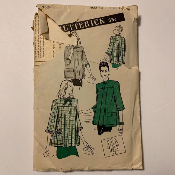 Butterick Other - Butterick Vintage 1940's Sewing Pattern #3524 Maternity Smock Size 14